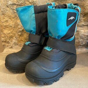Tundra Kids Winter Snow Boots Size 1 Fleece Lined Turquoise Blue Black